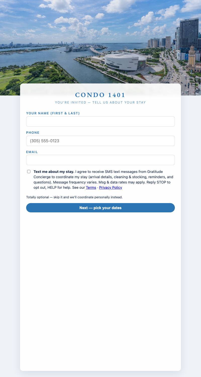 Screenshot of the invitation form's SMS consent step